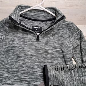 Hurley Marled Gray Polar Fleece Quarter Zip jacket Pullover Sweater.